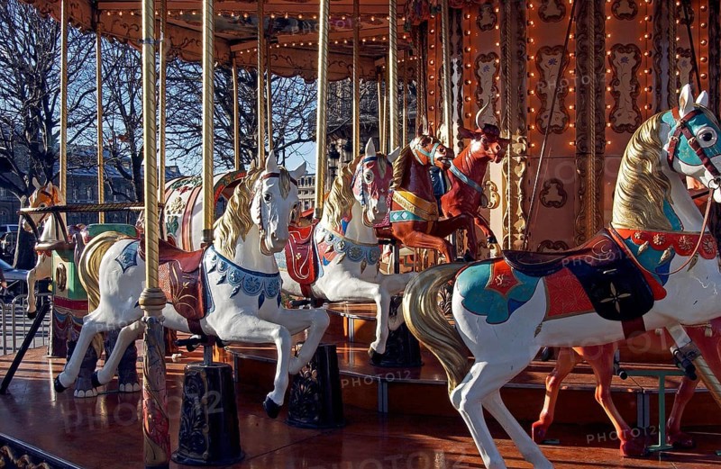Merry-Go-Round or Carousel with Wood Horse, Paris