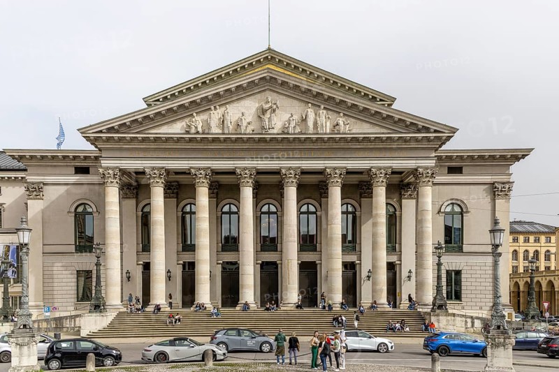 Bavarian Academy of Fine Arts, Residenztheater, Bavarian State Opera and the National Theatre at Max-Joseph-Platz, city centre, Munich, Upper Bavaria, Bavaria, Germany, Europe