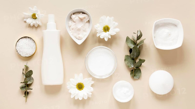 Flat lay natural cosmetics concept