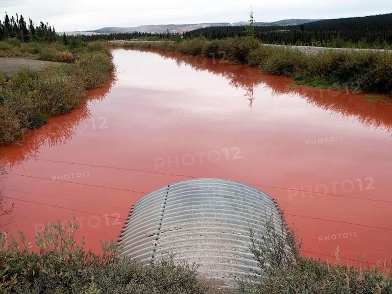 Water pollution from iron ore mining, Arcelormittal Mining Company, Fermont, Provinces of Newfoundland and Labrador, River pollution, Canada, North America