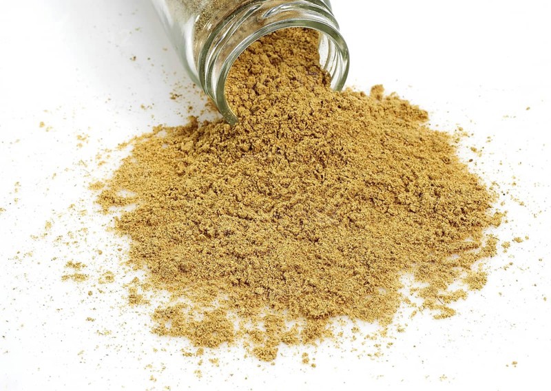 Ginger (zingiber officinale) Powder against White background