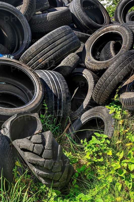 Used tyres, Niedersonthofen, Allgäu, Bavaria, Germany, Europe