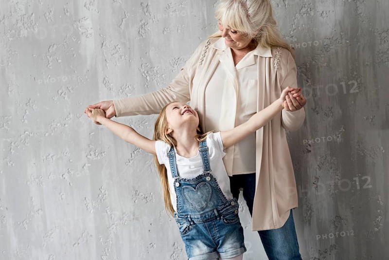 Grandma with little girl having fun