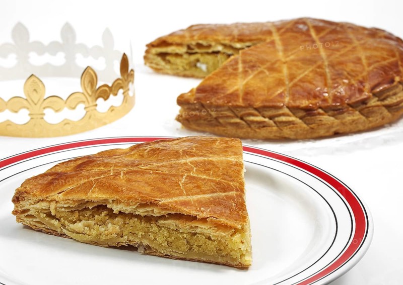 Galette des Rois and its crown, French royal cake for Epiphany