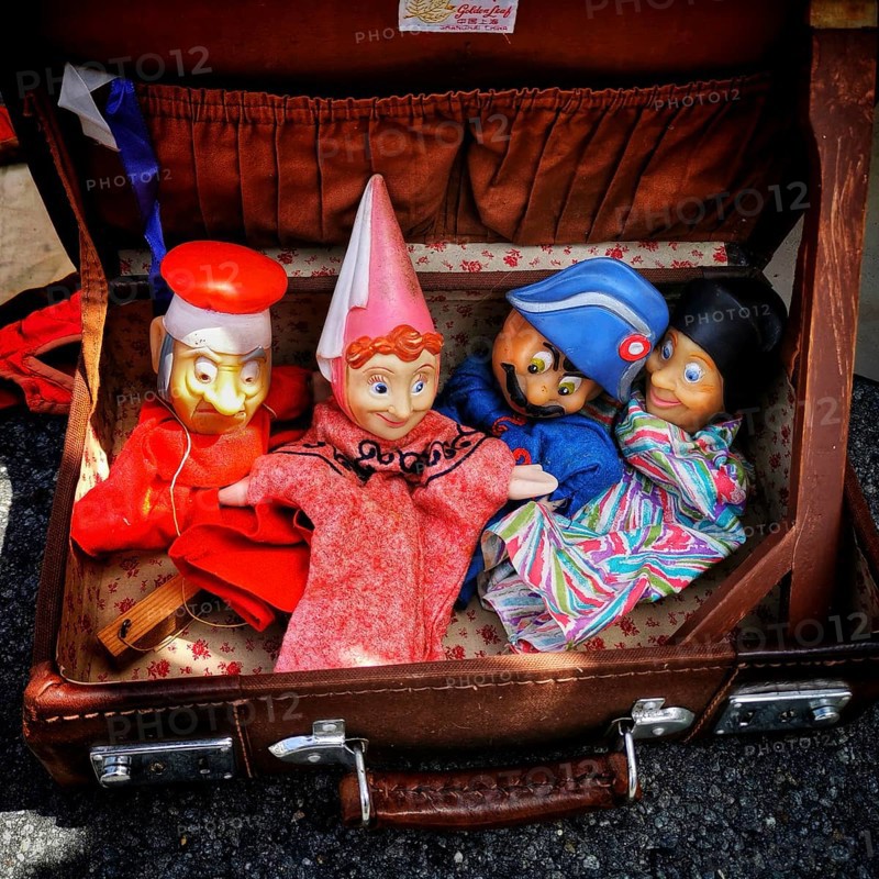 The famous puppets of Lyon in a suitcase, theatre de guignol, France, Europe