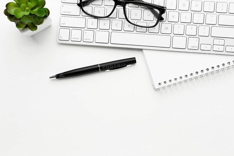 Flat lay desk items frame with copy space