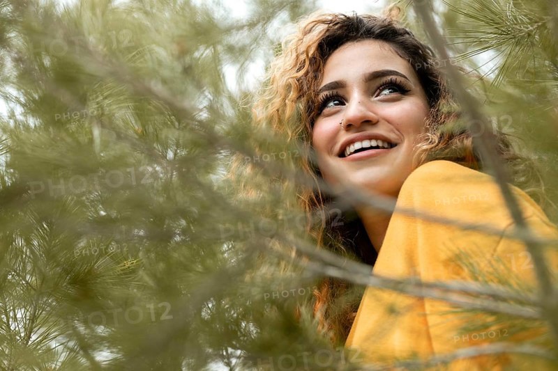 Close up smiley woman nature