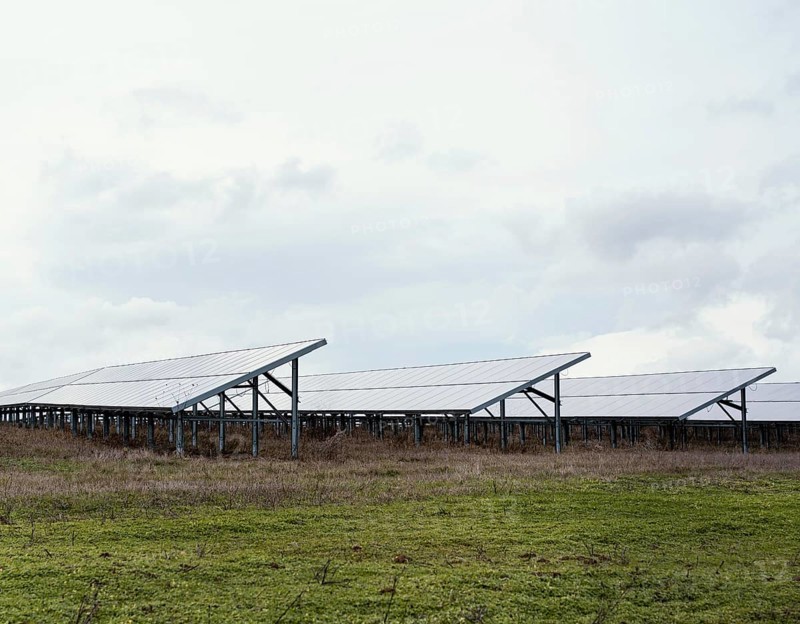 Field with lots solar panels