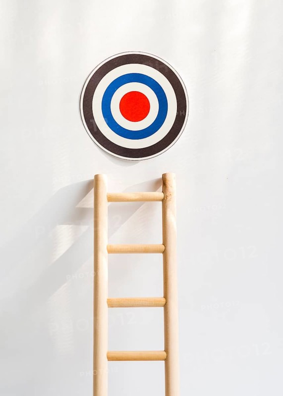 Front view target with wooden ladder. High resolution photo