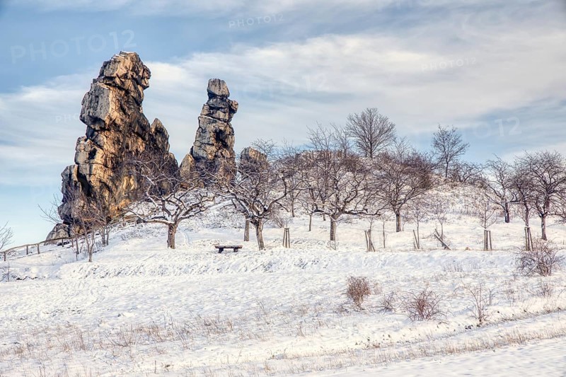 Devil's Wall in the Harz Mountains Winter Impression Bode Valley