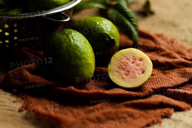 Close up cut guava fruits plate. Beautiful photo