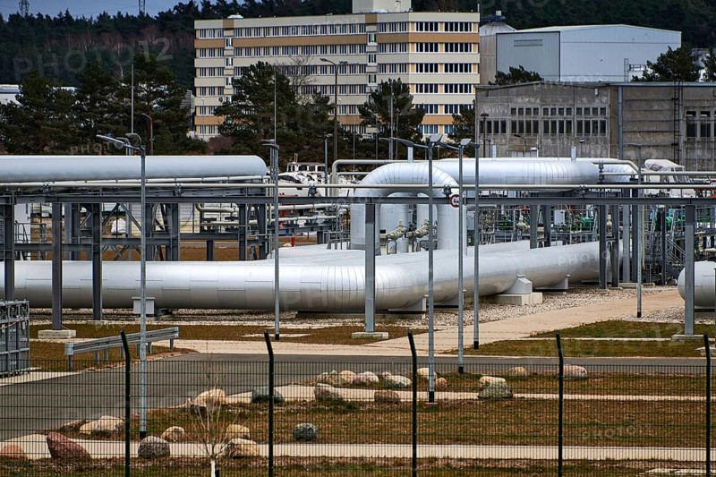 Germany, 3 April 2022: Gas pipes, connections, equipment and pressure reducers at the landfall site of Gazprom's Nord Stream 2 pipeline in Germany. (Western Europe), Europe
