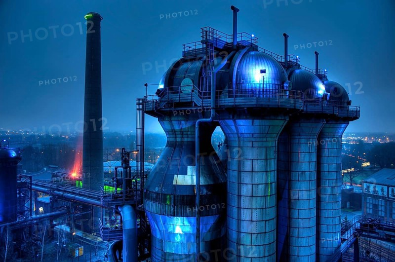 Duisburg-Nord Landscape Park, Light Art, Industrial Culture Route, Former Meiderich Ironworks, Duisburg, Ruhr Area, North Rhine-Westphalia, Germany, Europe