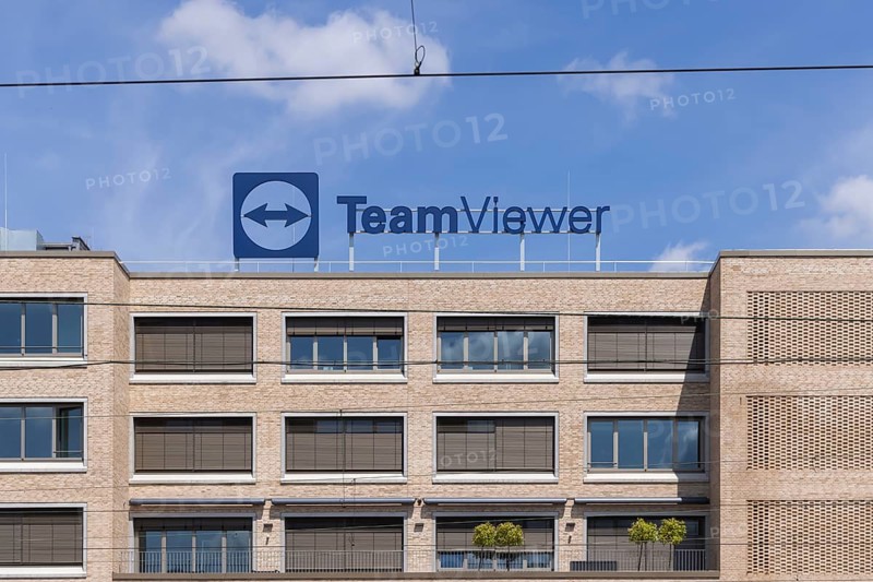 TeamViewer Deutschland GmbH, software company. Company headquarters with logo at Göppingen main station, Baden-Württemberg, Germany, Europe
