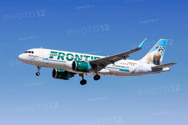 An Airbus A320neo aircraft of Frontier Airlines with the registration number N362FR at Las Vegas Airport, USA, North America