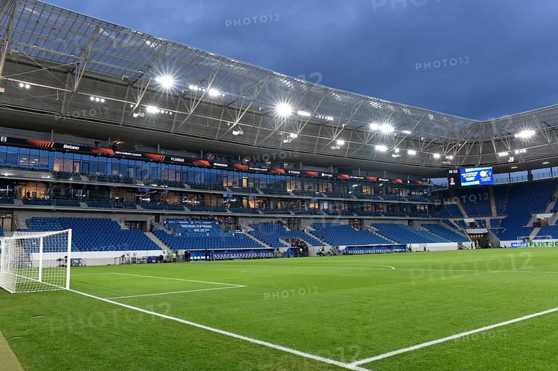Indoor, Pitch, Tor tor, Main Stand, empty, Floodlight, blue hour, Europa League, PreZero Arena, Sinsheim, Baden-Württemberg, Germany, Europe