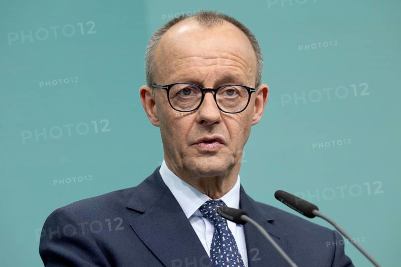 Friedrich Merz (CDU candidate for Chancellor, Federal Chairman of the CDU and Chairman of the CDU/CSU parliamentary group) gives a press conference during the review of the election of the 21st German Bundestag in the Konrad Adenauer House on 24 February 2025