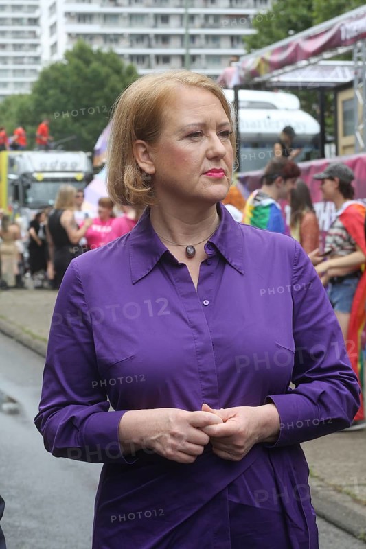Lisa Paus, German minister for Family Affairs before the start of the Christopher Street Day demo. Berlin, Germany, Europe