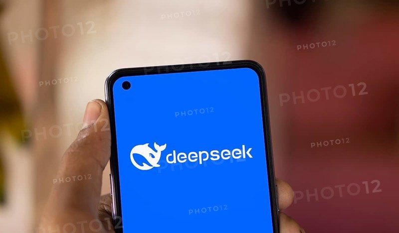 Deepseek Ai logo is displayed on smartphone.