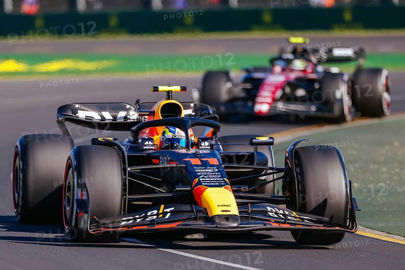 MELBOURNE, AUSTRALIA, APRIL 2: Sergio Perez of Mexico drives the Oracle Red Bull Racing RB19 on race day during the 2023 Australian Grand Prix at Albert Park on April 2, 2023 in Melbourne, Australia, Oceania