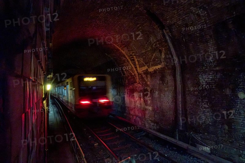 Germany, Berlin, 03.12.2024, S-Bahn tunnel under the Schönhauser Allee bridge, S-Bahn train, Europe