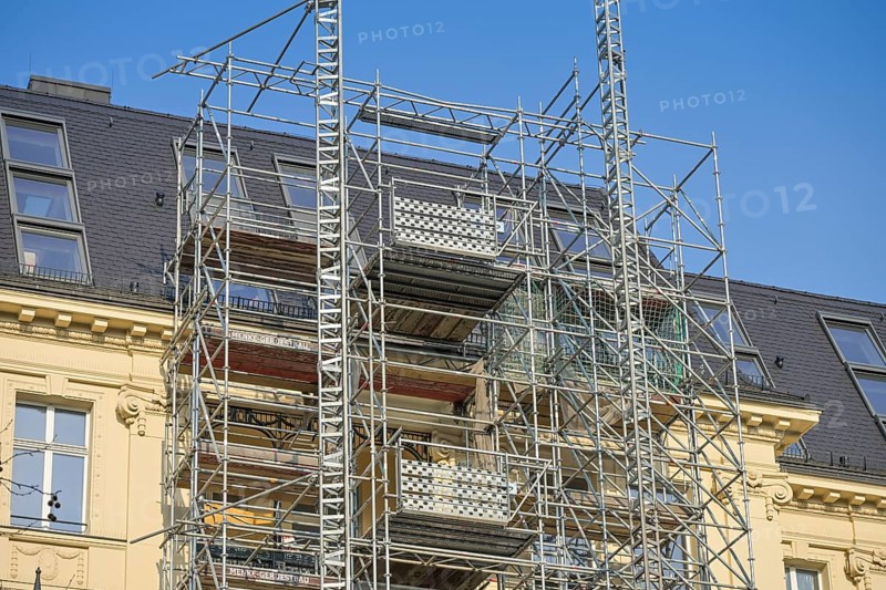 Old building, renovation, scaffolding, Kurfürstendamm, Charlottenburg, Berlin, Germany, Europe