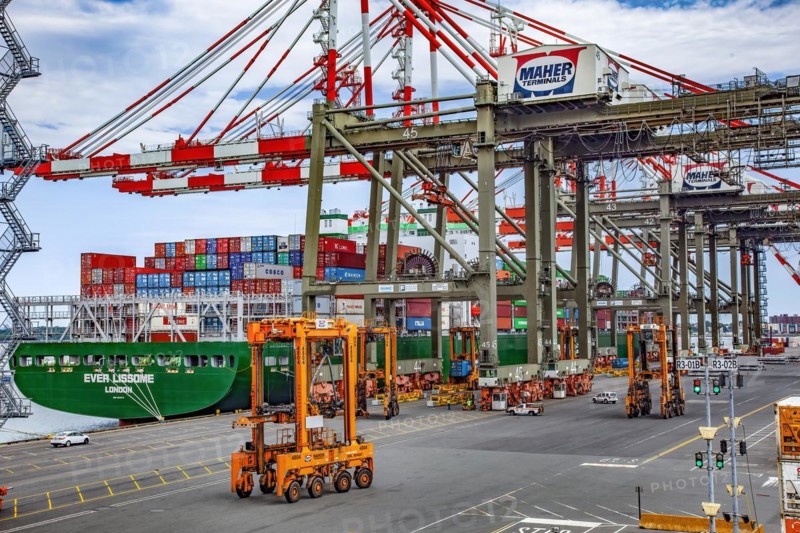 Straddles, Cranes and Containers, Port of Elizabeth Stevedore, Newark, New Jersey