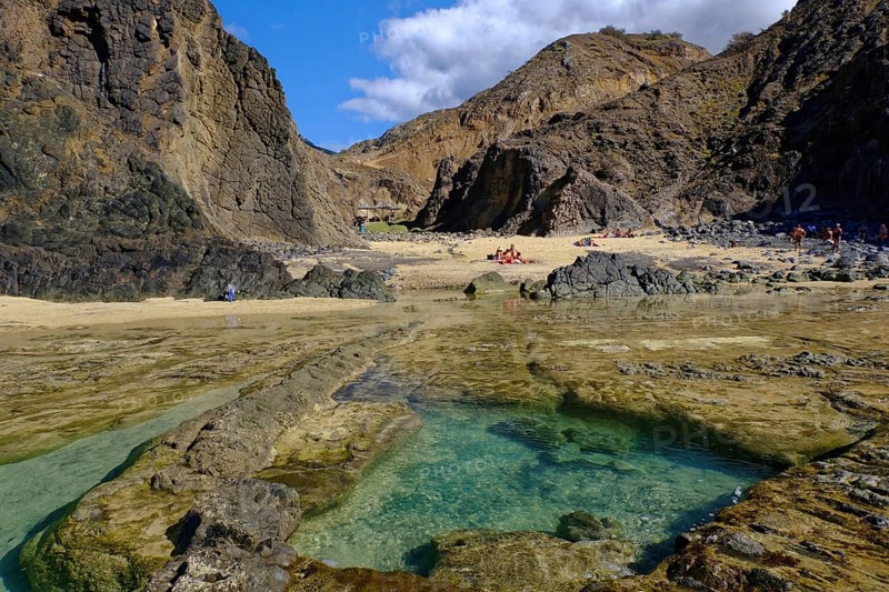 Beach, Rocks, Rock pool, Porto das Salemas, North coast, Porto Santo, Madeira Island