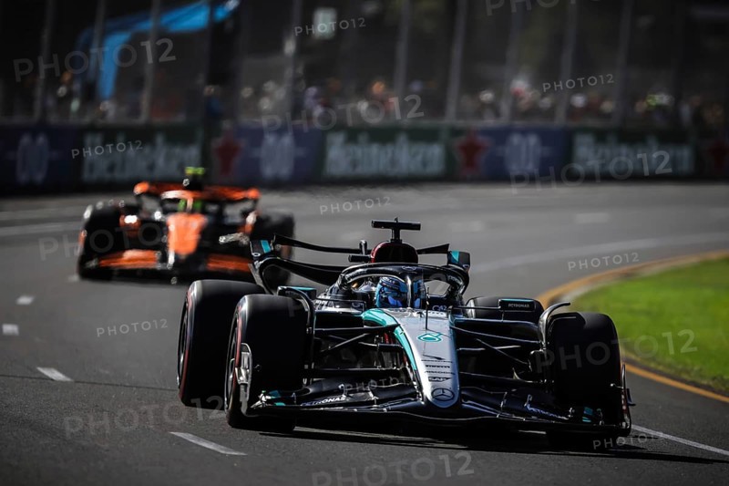 MELBOURNE, AUSTRALIA, MARCH 23: George Russell of Great Britain drives the Mercedes AMG Petronas F1 Team W15 during qualifying in the 2024 Australian Grand Prix at Albert Park in Melbourne, Australia, Oceania