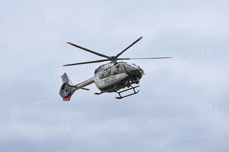 Landing approach of the new H145 police helicopter from Airbus Helicopters, which was taken over by the Saxony police helicopter squadron for the qualification and further training of flying and technical personnel Dresden, Saxony, Germany, Europe