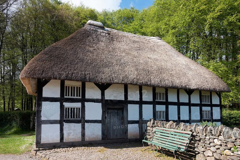 CARDIFF, UK - APRIL 27 : View of Abernodwydd Farmhouse at St Fagans National Museum of History in Cardiff on April 27, 2019