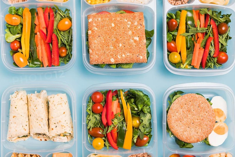 Flat lay variety lunchboxes
