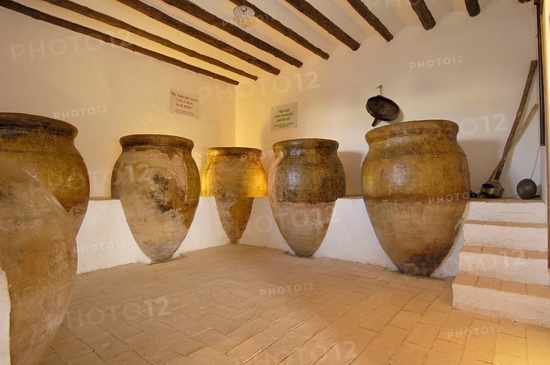 Tinajas clay jugs, Olive Culture Museum, near Baeza, Jaen, Andalusia, Spain, Olive Museum, Museo de la Cultura de Oliva, clay jug, exhibition, Europe