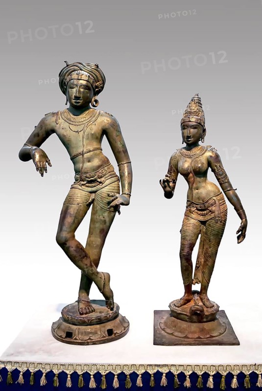 Cut out, 10 to 11th century Rishbandhigar, Thiruvangadu. 10 to 12th century Parvathi Thiruvangadu, Tamil Nadu, South India, India, Asia. Bronze, Panchaloha, Asia