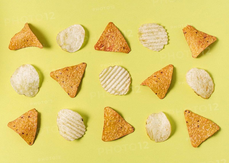 Flat lay nacho chips with potato chips. Resolution and high quality beautiful photo