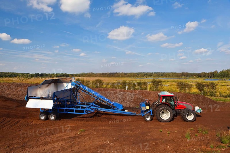 Industrial peat cutting, Himmelmoor, near Quickborn, Schleswig-Holstein, Germany, Europe