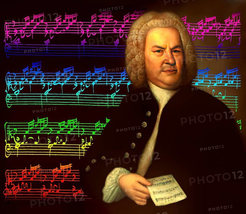 Johann Sebastian Bach, 1685, 1750, German composer, digital edited according to a painting by Elias Gottlob Haussmann, Bach's autograph of Das Wohltemperierte Klavier, The Well-Tempered Clavier, BWV 846-893
