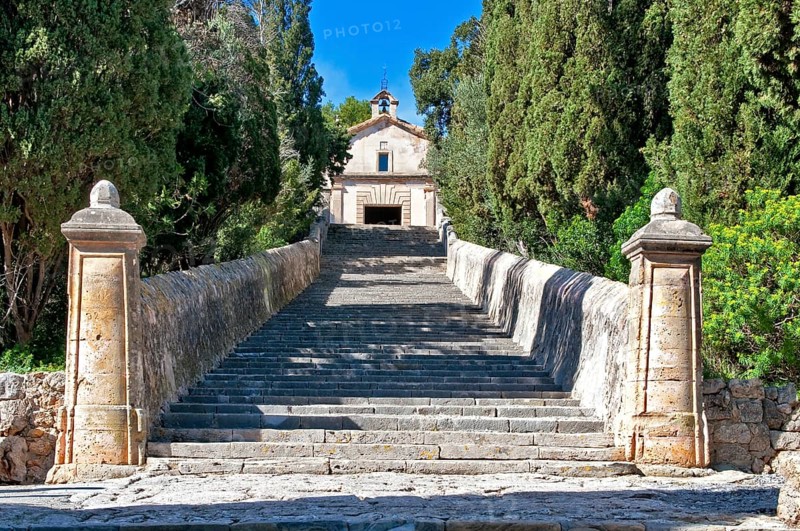 Calvary church and hermitage retreat, Our Lady of the Angels (Església de Nostra Senyora dels Àngels), Pollenca, Mallorca, Balearic Islands, Spain, Europe
