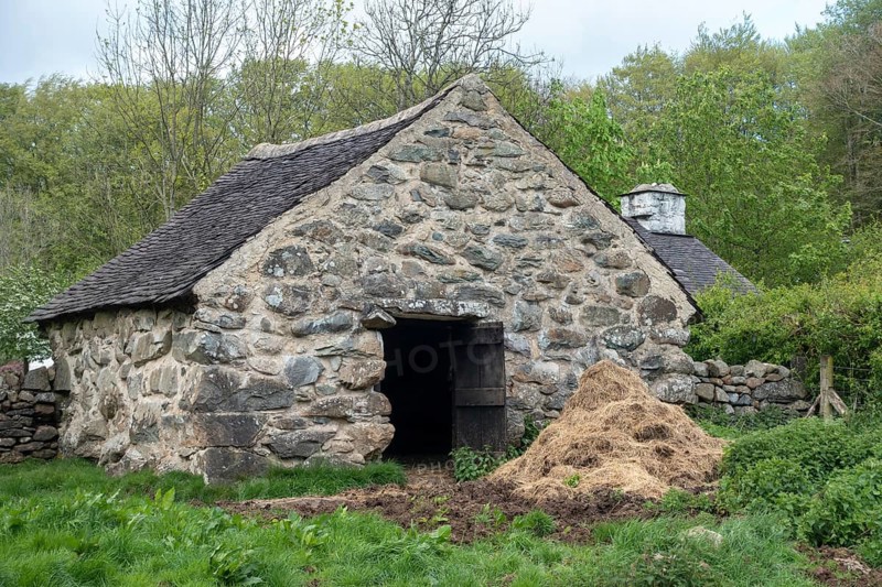 CARDIFF, UK - APRIL 27 : Stone Barn at St Fagans National Museum of History in Cardiff on April 27, 2019