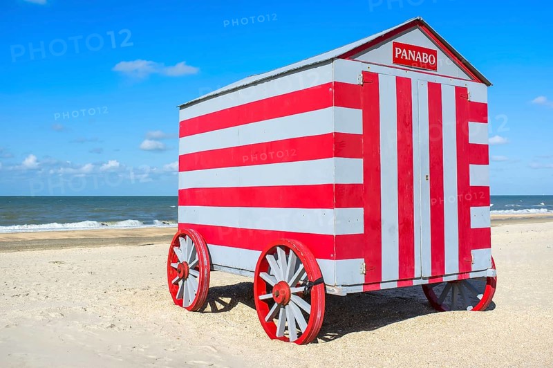 Beach hut, beach huts, beach cottage, De Panne, West Flanders, Belgium, Europe