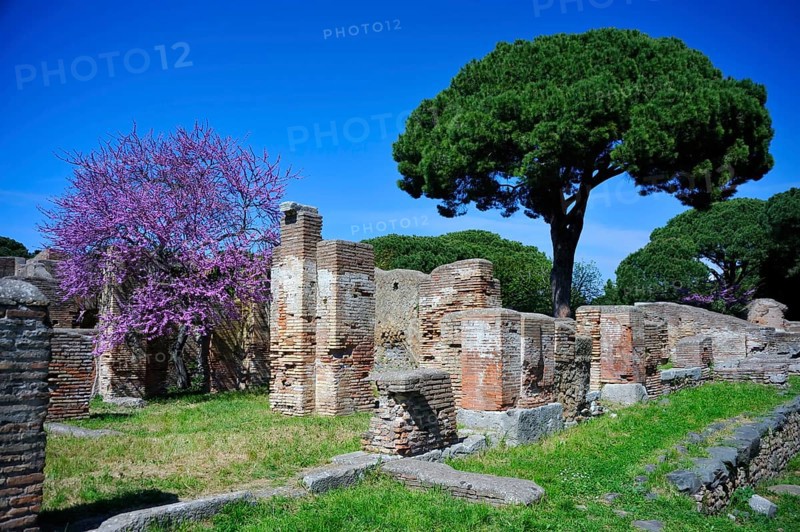 Ruined city of Ostia Antica, Rome, Lazio, Decumano Massimo, Italy, Europe