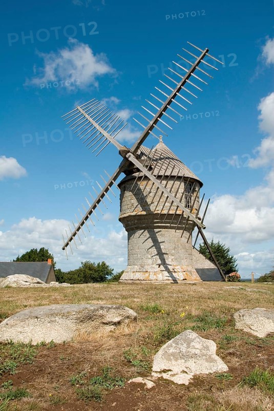 Windmill, Moulin du Diable, Moulin Cremeur, Guerande, Loire Atlantique, Pays de la Loire, France, Europe