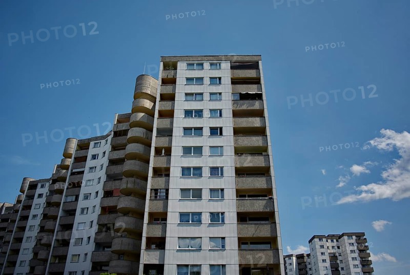 Two apartment buildings in the Gropiusstadt district of Neukölln, Berlin, Germany, Europe