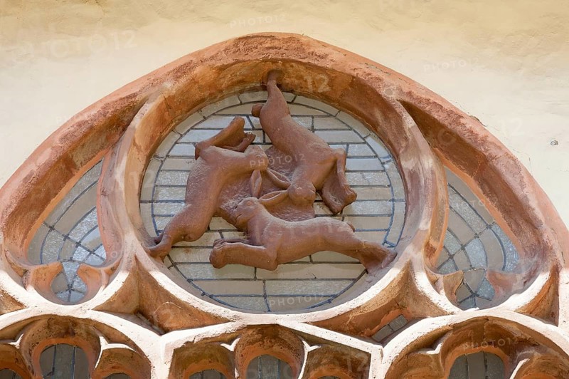 Hare window, Paderborn Cathedral, Paderborn, North Rhine-Westphalia, Germany, Europe