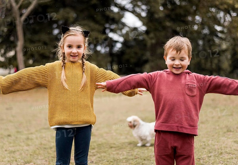 Front view smiley kids playing