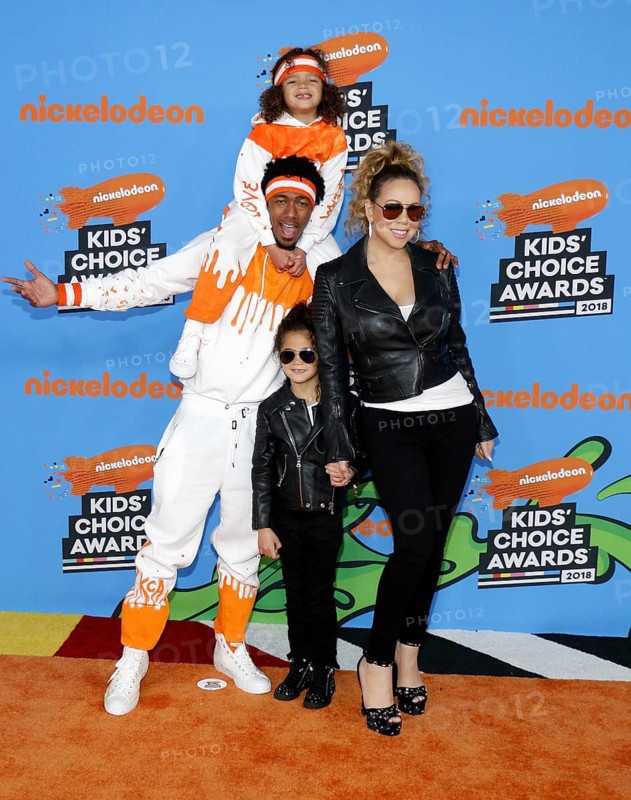Mariah Carey, Nick Cannon, Moroccan Cannon and Monroe Cannon at the Nickelodeon's 2018 Kids' Choice Awards held at the Forum in Inglewood, USA on March 24, 2018