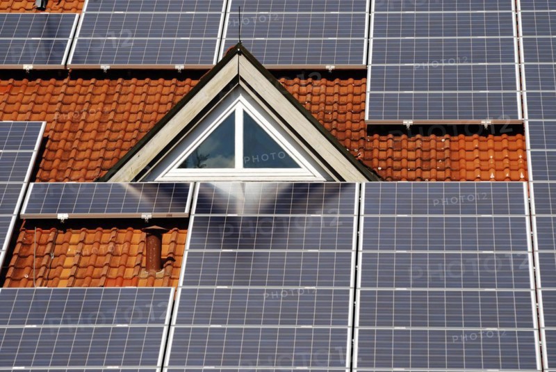 Photovoltaic system on the roof of a house