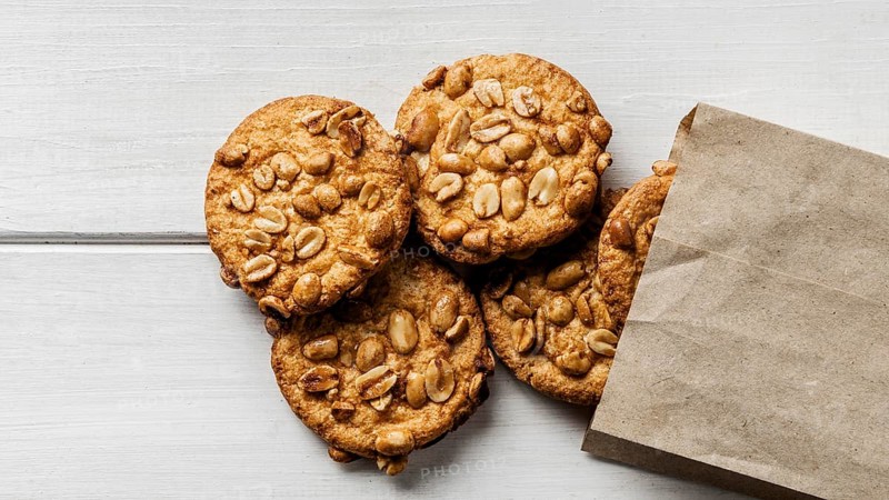Paper bag with delicious cookies table