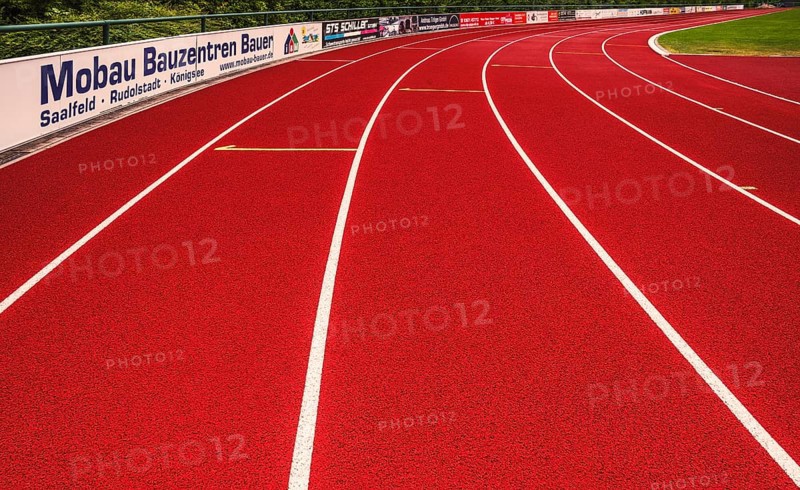 The running tracks of a sports field
