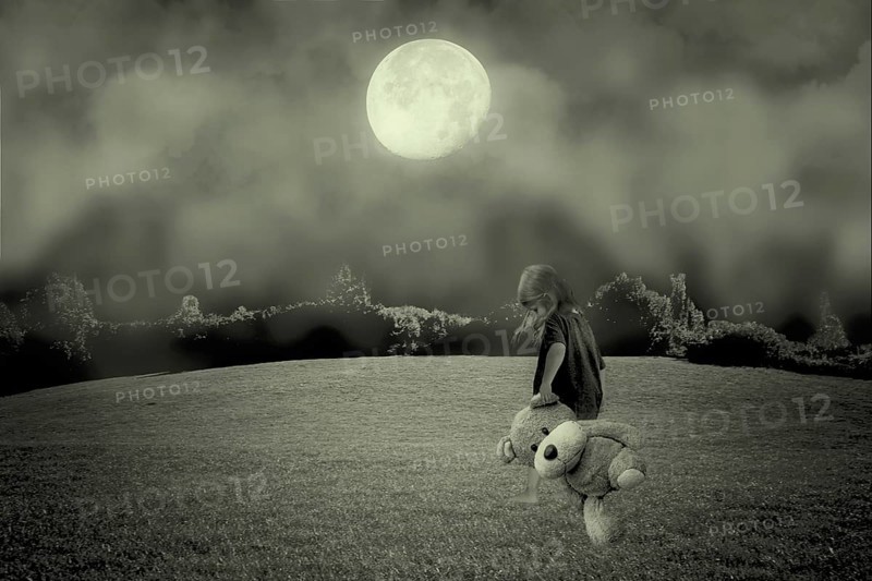 Sleepwalking child at full moon